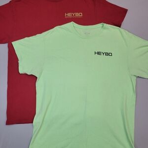 Heybo T-Shirt Bundle Mens Size L Lot of 2  Short Sleeve Red And Green